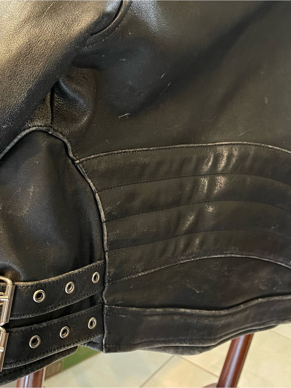 Vintage-Style Black Leather Biker Jacket - By Easy Rider - Picture 10 of 11
